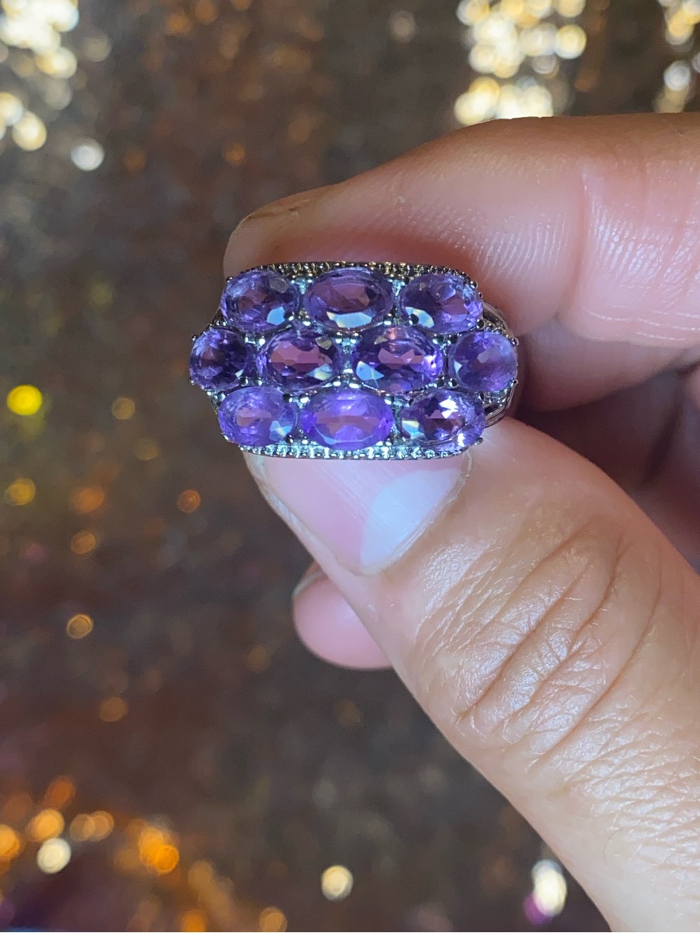 African Amethyst 4.30 ctw Cluster Ring | Stainless Steel | Size 7 NWT